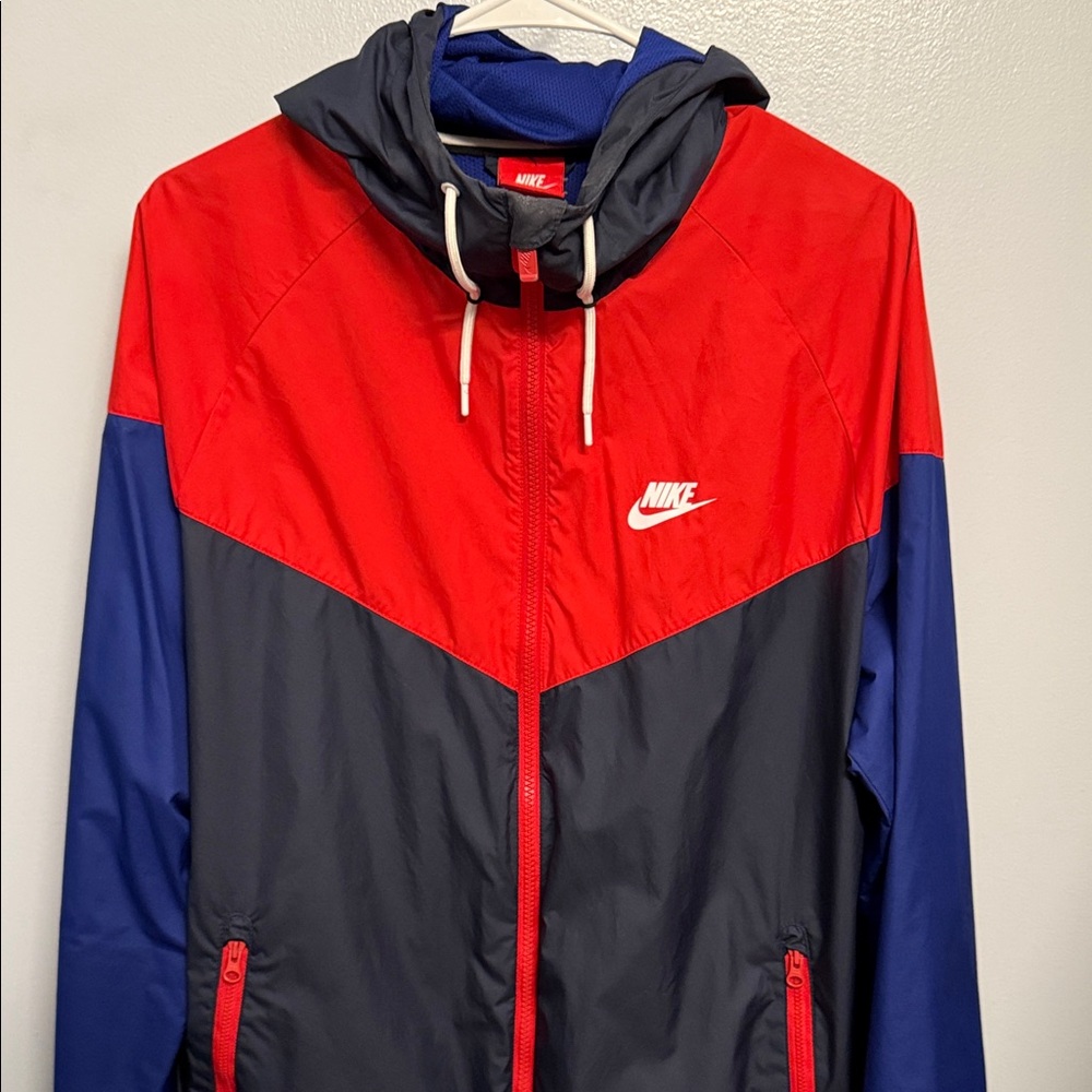 Nike Men's Red and Black Windbreaker Jacket